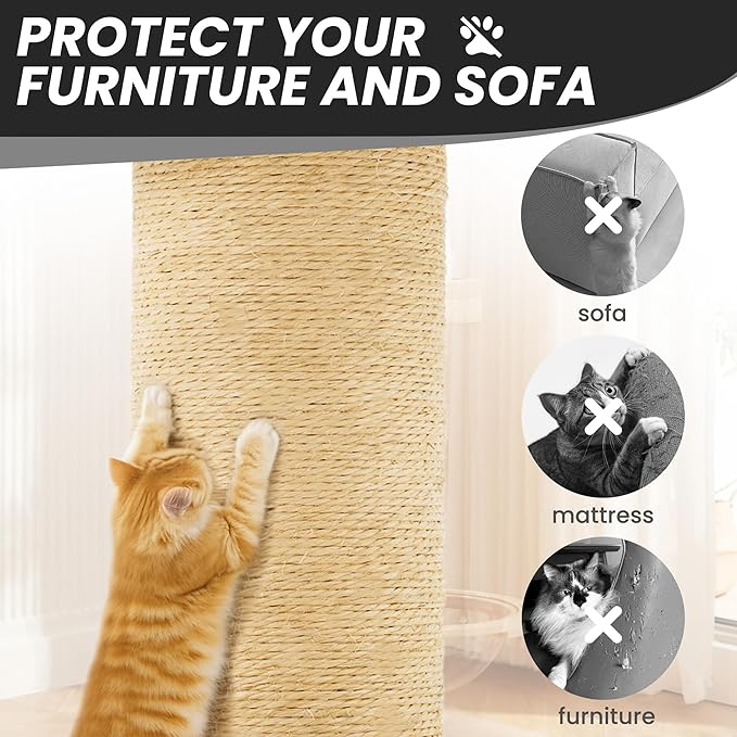 56-Inch Cat Tree for Large Cats, Multi-Level Cat Tower with 2 Condos, Sisal Scratching Posts & Hanging Toys – Sturdy Cat Furniture for Indoor Cats, Space-Saving Design (Easy Assembly), Black
