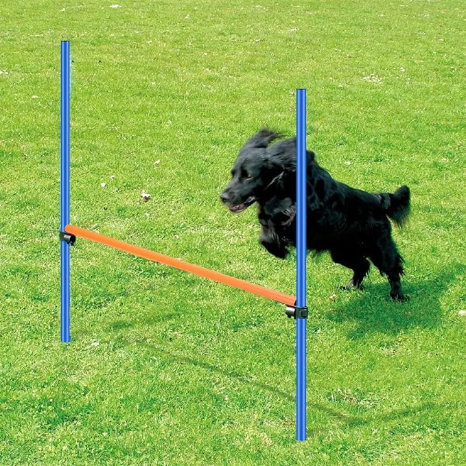 PAWISE Dog Agility Training Equipment, Pet Training Hurdles & Weave Poles Set with Adjustable Jump Bar, Outdoor Dogg Obstacle Course for Backyard Exercise, Portable Dog Agility Kit with Carry Bag