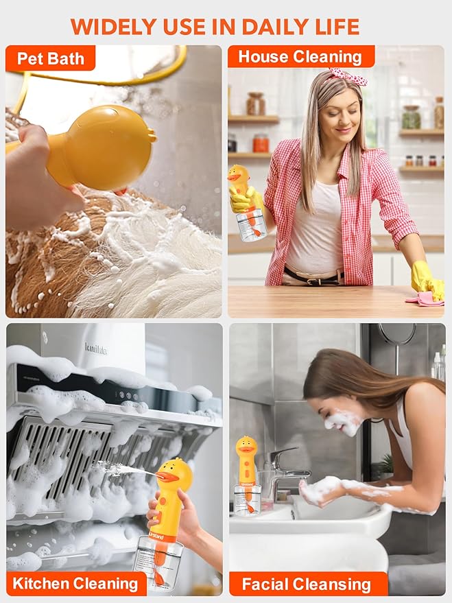 Dog Foaming Soap Dispenser, Automatic Electric Dog Shampoo Foamer Sprayer, Rechargeable Ducky Foaming Dog Shampoo Sprayer for Dog and Cat Bathing, Bathroom, Kitchen, Pet Cleaning