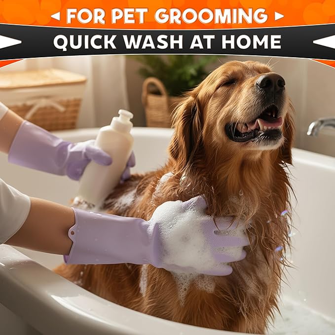 Cat & Dog Washing Gloves for Bathing – 2-in-1 Design Dog Scrubbing Gloves for Grooming, Massaging, and Paw Cleaning