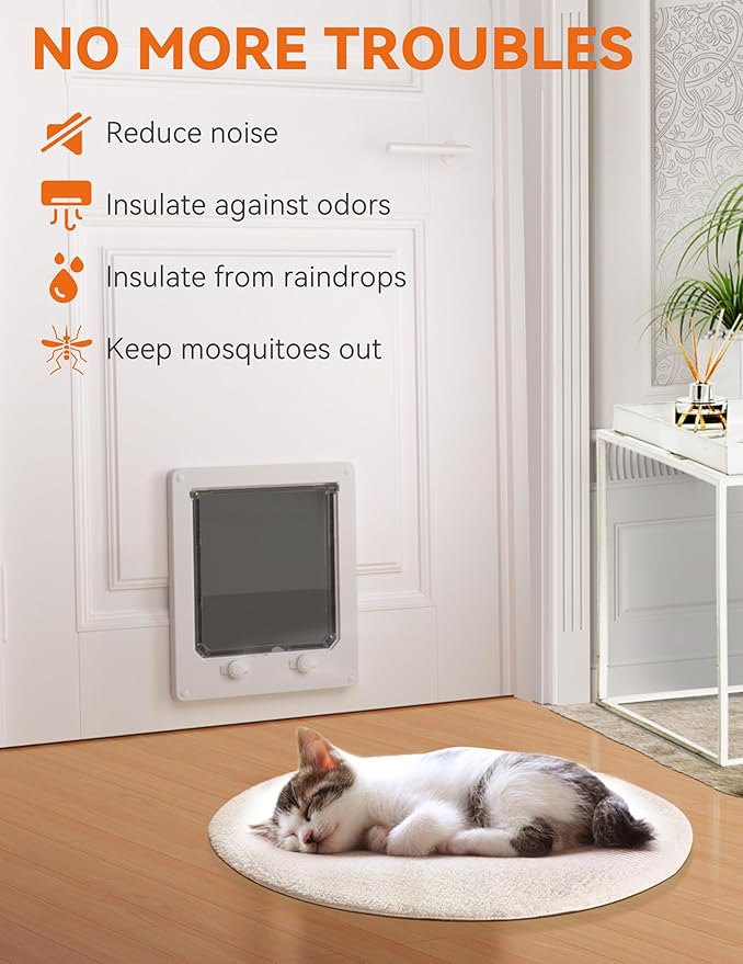 LIBBEPET Cat Door Interior Door, Indoor Cat Doors, Large Pet Doors for Cats Up to 18 lbs(Frame Size 9.3" x 10.6"), Upgraded 4 Way Locking Kitty Door for Interior & Exterior Doors, Easy to Install