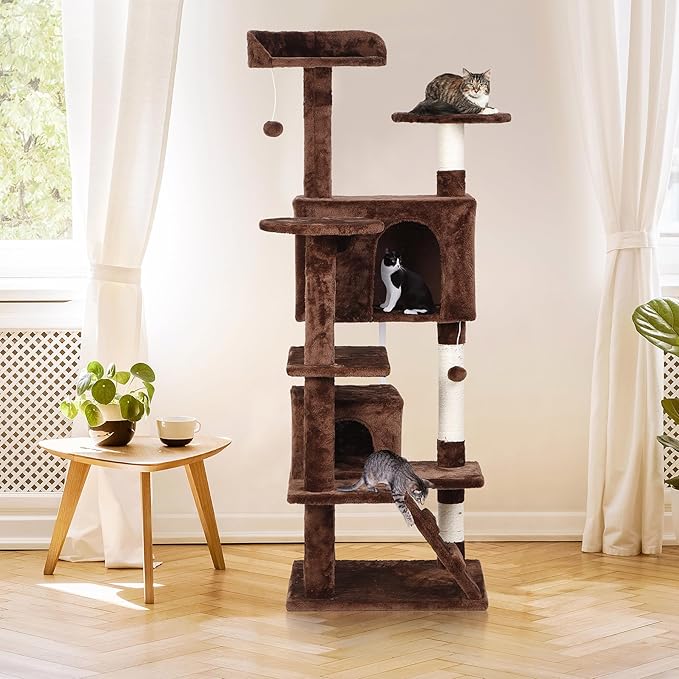 Nova Microdermabrasion 54 in Cat Tree Tower for Indoor Cats Multi-Level Cat Condo Cat Bed Furniture with Scratching Post Kittens Activity Center