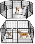 DUMOS Dog Playpen Indoor, Metal 32 Inch 8 Panels Foldable Pet Fence with Door, Outdoor Small Medium Large Dog Puppy Portable Exercise Play Pen for RV Camping, Trips, Play Yard