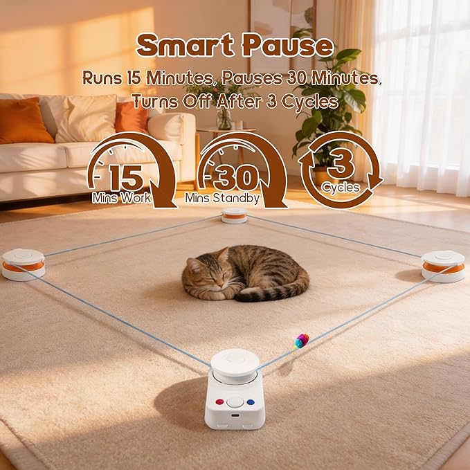 Interactive Cat Toy for Indoor Cats – Automatic Moving & Enrichment Toy for Indoor Cats/Kitten, Auto/Manual Control Cat Treadmill for Exercise & Mental Stimulation, Stimulating Chase Toys (H1K3)