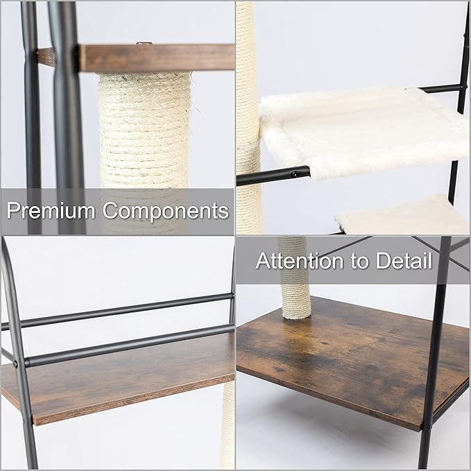 PetFusion VersiCLimb Cat Climber | Multi-Purpose Pet Furniture w/Tall Scratching Post & Hammock | Multi-Level Cat Scratcher Great for Pet Storage or Displaying Pictures & Books