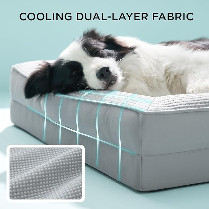 Bedsure Orthopedic Dog Beds Large Sized Dog - Washable Large Dog Cat Bed Waterproof, Comfort Dogs Couch Sofa with Washable Removable Cover, Pet Bed with Nonskid Bottom, Cooling Grey, 35"