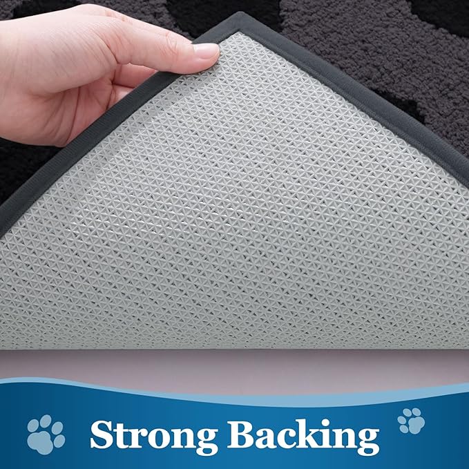 Buganda Dog Door Mat for Muddy Paws, Absorbent Dirt Trapper Washable Indoor Doormats, Non Slip Low-Profile Mud Mat for Dogs, Front Entrance Doormat for Inside Floor (70x47 Inches, Black)
