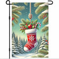 Christmas Garden Flag Christmas Stocking Garden Flag Snowflake Holiday Gardens Flags 12x18 Inch Double Sided Outdoor Decoration for Festive Season Yard Porch Lawn Display
