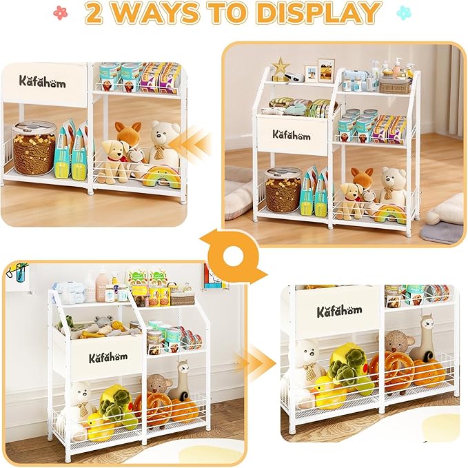 KAFAHOM Dog Toy Basket, Dog Toy Box for Living Room Area, Dogs Toy Bin with Storage Organizer, All-in-One Cat Stuff Box & Essential Holder with Can Dispenser, Great Gift for Pet Lovers
