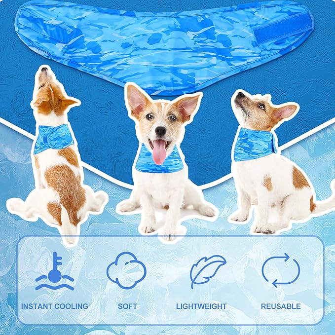 Talltalk 5 Pieces Dog Cooling Bandanas Neck Wraps Ice Scarf Pet Dog Cooling Collar Hunting Training Hiking Camping Accessories for Summer(S)