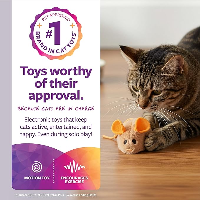 SmartyKat Electronic Motion/Moving Toys for Cats & Kittens, Battery Powered, Mimics Motion of Real Prey, Fun & Interactive Play - Multiple Styles