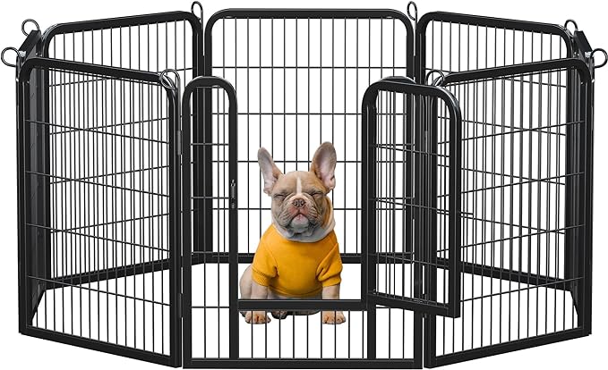 Yaheetech Dog Playpen Outdoor, 32 inch 8 Panels Dog Pen Indoor Heavy Duty Puppy Exercise Pen Metal Pet Fence for RV Camping/Yard/Garden