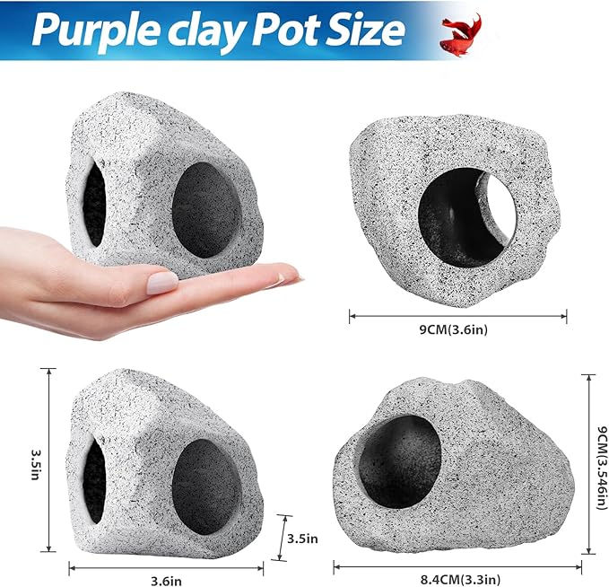 CousDUoBe 10Pcs Aquarium Hideaway Rock Cave Fish Tank Decorations quarium,Betta Toys Hideout Stones House,Safe and Non-Toxic Ceramic Fish Tank Ornaments