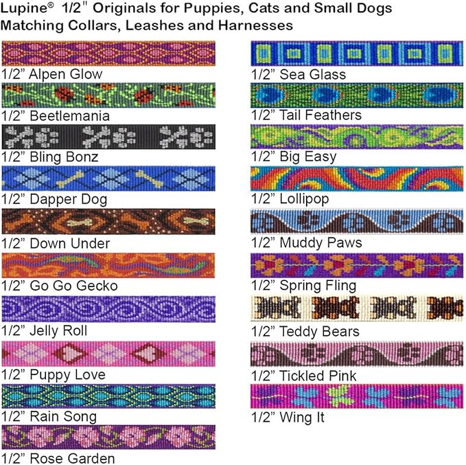 LupinePet Originals 1/2" Rose Garden Cat Safety Collar with Bell, 8-12"