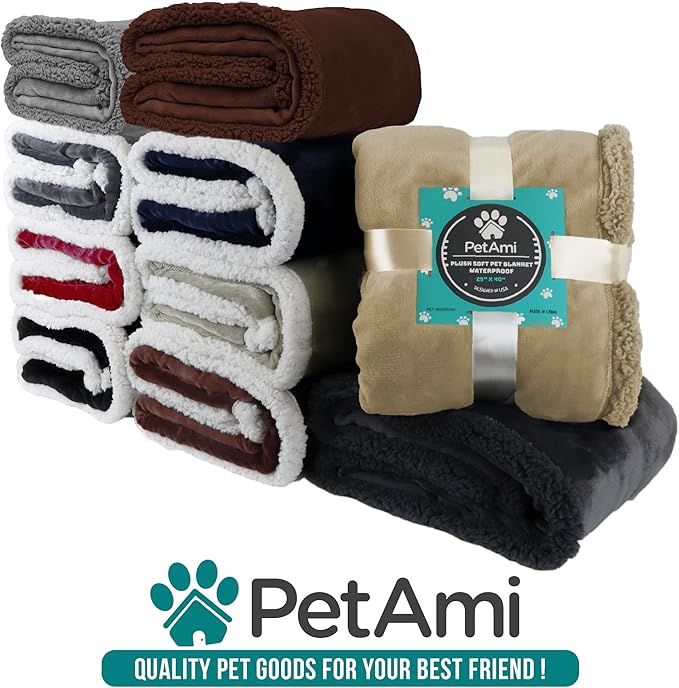 PetAmi Dog Blanket for Small Medium Dogs, Pet Bed Blanket Cat Puppy Kitten, Fleece Furniture Couch Cover Protector Sofa Car, Soft Sherpa Dog Throw Plush Reversible Washable, Mini 29x40 Taupe