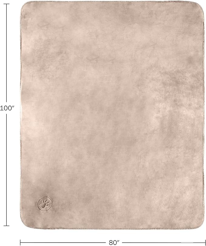 PETMAKER Dog Blanket - 80x100in Reversible Sherpa Blanket - Throw Blankets for Bed, Couch, Crate, or Car - Machine Washable Puppy Essentials (Tan)