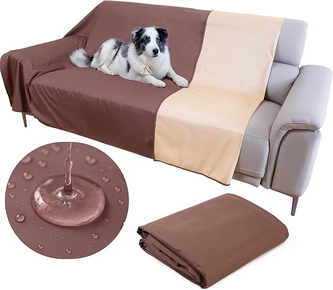 SILLY LEGACY Thin Reversible Waterproof Protective Cover or Liner for Bed or Couch (Queen Size, 96 x 82 inch), for Dogs and Cats, Babies; Incontinence, Dirt, Drool