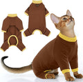 PUMYPOREITY Cat Hair Sticky Sweater, Recovery Suit - Breathable & Lightweight for Post-Surgery Protection, Cat Onsie Prevents Licking Wounds, Brown, XL