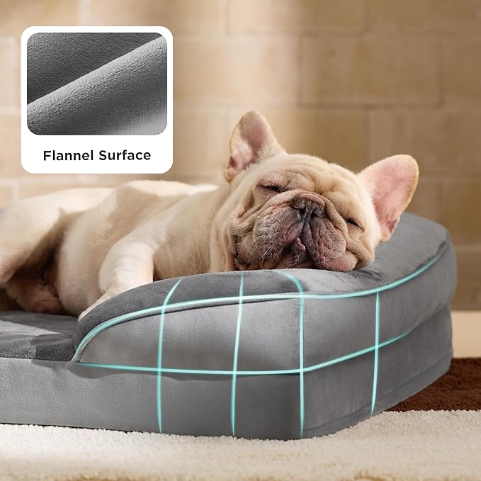 Bedsure Orthopedic Dog Bed Medium Size Dogs - Washable Medium Dog Cat Bed Waterproof, Comfort Pet Couch Sofa with Washable Removable Cover, Pets Bed with Nonskid Bottom, Ivory, 28"