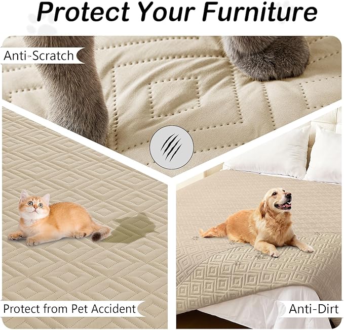 hyha Waterproof Dog Blanket, Soft Dog Bed Cover Pet Blankets, Waterproof Sofa Couch Cover for Dogs Washable, Reversible Pet Couch Covers for Sofa Furniture (40x80 Inch, Taupe/Taupe)