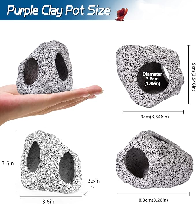 Ameliade Aquarium Decorations Cave Fish Tank Accessories Rock Decor for Shrimp Cichlid Hiding Breeding Small Fish Bowl Hide Decoration Betta Toys Hideout Stones House（Medium）