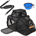 Expandable Pet Carrier Bag - Airline-Approved, Breathable Mesh, Secure Zippers, Padded Handle & Multi-Pockets (Dark Grey)
