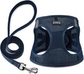 Dog Harness with Leash Set, No Pull Adjustable Reflective Step-in Puppy Pet Vest Harnesses for Small Medium Large Dogs and Cats,Navy Blue L
