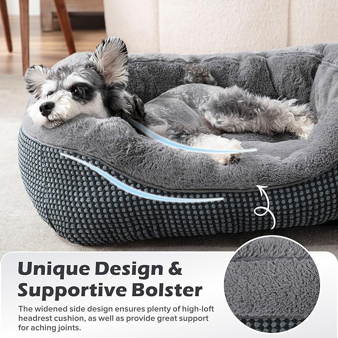 INVENHO Small Dog Bed for Small Dogs, Cat Beds for Indoor Cats Washable, Orthopedic Dog Bed, Warming Soft Calming Sleeping Puppy Bed Durable Pet Bed with Anti-Slip Bottom S(20"x19"x6") (Pack of 2)