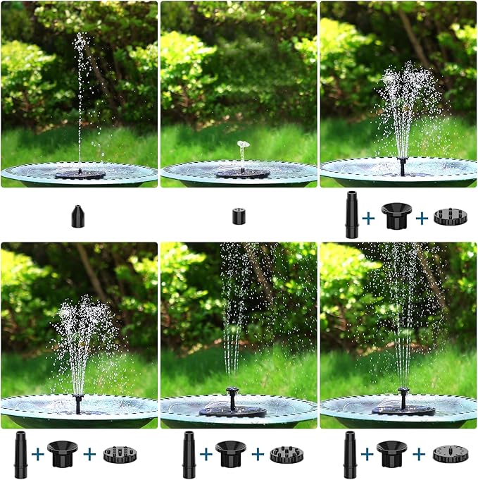 AISITIN Outdoor Solar Garden Fountain 3.5W Solar Pump Outdoor Pond with 6 Nozzles Floating Solar Fountain Pump for Bird Bath, Aquarium, Garden Fountain (1 Piece)