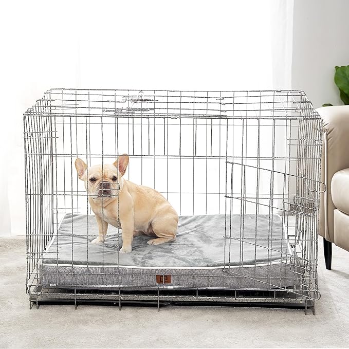 EHEYCIGA Waterproof Dog Bed Orthopedic 30"x20", Memory Foam Pet Bed for Medium Dogs, Washable Pet Mat with Removable Cover, Grey