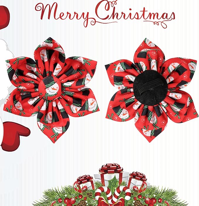 Christmas Dog Collar with Flower, Christmas Flower Collar for Puppy Girl Boy Dog or Cat, Comfortable Dog Collar Flower with Durable Metal Buckle, Cute Pet Collar, XS