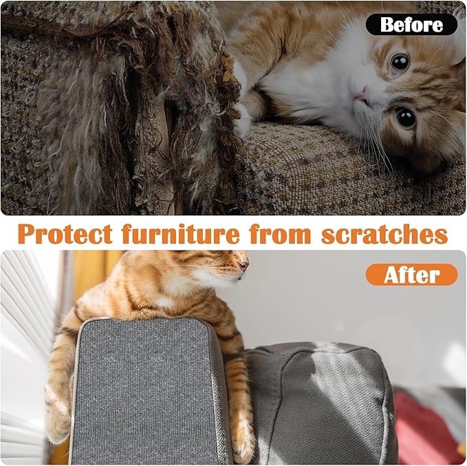 Cat Scratch Furniture Protector - 158" x 15.8" Trimmable Self-Adhesive Cats Claws Scratch Pads, DIY Cat Climbing Couch Protector for Scratch Post Cat Tree Replacement Indoor (Light Gray)