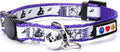 Pawtitas Glow in The Dark Cat Collar with Breakaway Safety Buckle & Bell Adjustable Kitten Collar, Purple