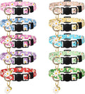 10 Pack Breakaway Cat Collars with Bells Flower Pendants Adjustable Floral Cat Collars Safety Kitten Collar with Bell for Girl Boy Cats