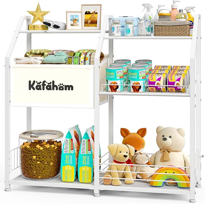 KAFAHOM Dog Toy Basket, Dog Toy Box for Living Room Area, Dogs Toy Bin with Storage Organizer, All-in-One Cat Stuff Box & Essential Holder with Can Dispenser, Great Gift for Pet Lovers