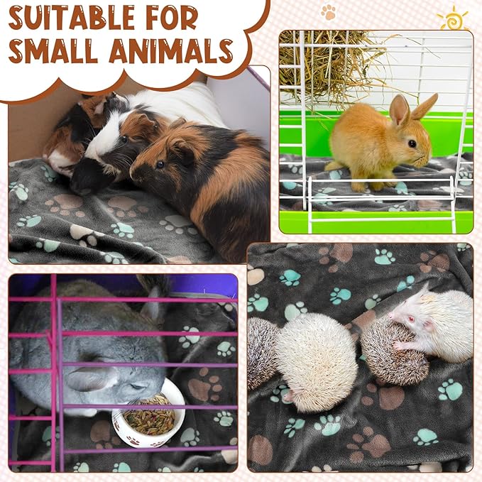 Tegeme 8 Pcs Fleece Dog Blankets for Small Dogs Cat Soft Coral Velvet Warm Sleep Mat Fluffy Dog Paw Print Blanket for Kitten Doggy Small Animal(30 x 20 Inch,Dark)