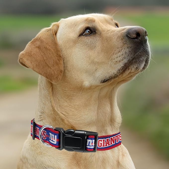 Pets First NFL New York Giants Licensed PET COLLAR, Large - Heavy-Duty, Strong, and Durable Dog Collar. Available in 31 Football Teams and 4 Sizes