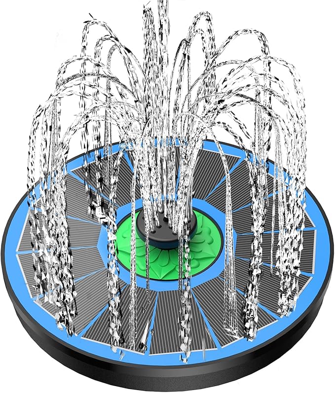 Yzert Solar Fountain Full Glass Panel No Battery, 3.5W Solar Bird Bath Fountains with 4 Fixed Rods & 7 Nozzles, Solar Fountain Pump for Bird Bath, Garden, Pond, Pool, Patio,Hummingbird