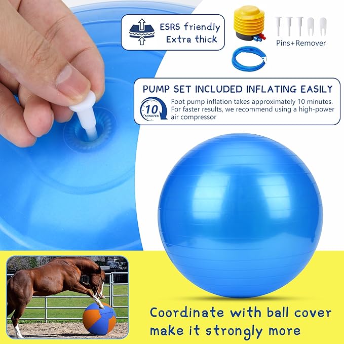 Herding Ball for Dogs and Horses - 18" Dog Herding Ball for Australian Shepherd Collie, Jolly Ball for Dogs Agility Equipment, Herding Ball Durable Bite-Resistant with Reinforced Stitching-Yellow&Blue
