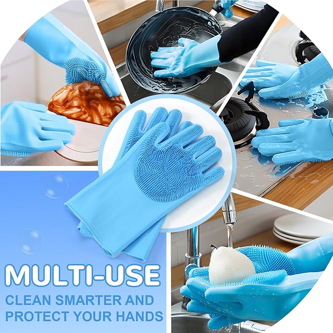 WJWJA-Pet Grooming Gloves - Dog Bath Gloves - Reinforced 5 Finger Design - Perfect for Cat Bath Gloves - Massage - Hair Removal Tool