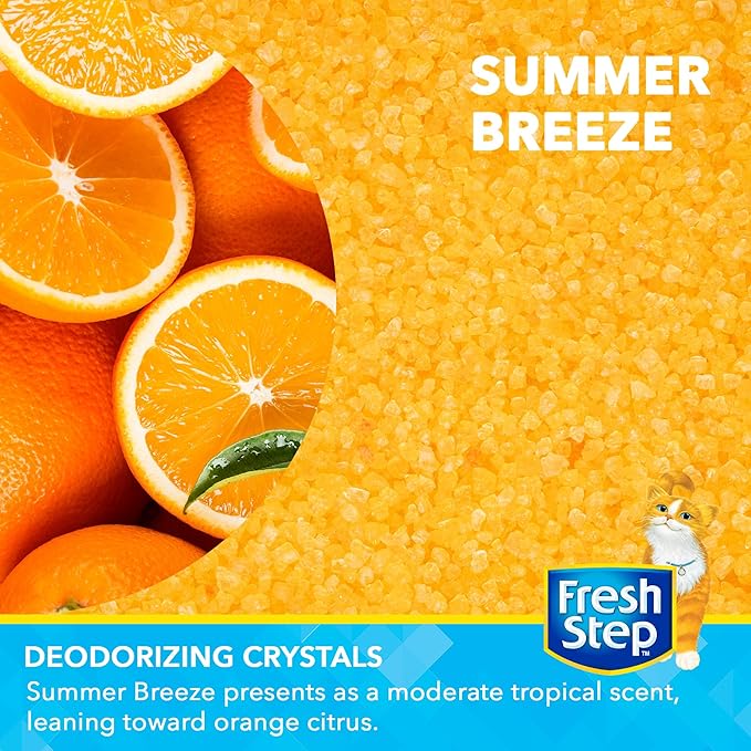 Fresh Step Cat Litter Crystals Deodorizer, Non Toxic Odor Neutralizing Crystals for Litter Boxes that Help Control Smells and Keep Home Areas Fresh, Summer Breeze Scent, 30 Ounce