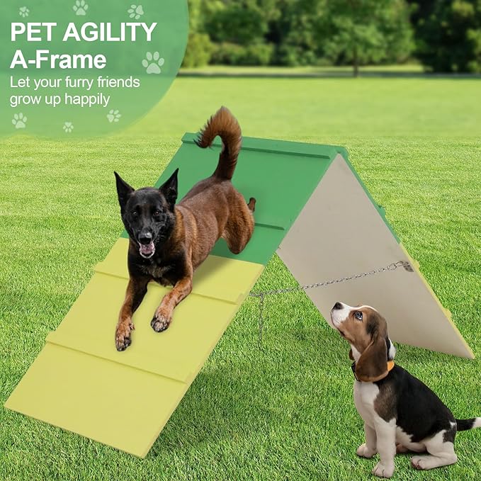 Dogs Agility A-Frame 74.8 x 18.9 Inch Dog Agility Equipment A-Frame Agility Training Equipment Dog Non-Slip Agility Course Equipment for Dogs Jumping Outdoor Dog Pet Ramp Climbing Playground