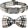 Dog Collar- Plaid Pet Collar Cute Pet Bow Soft Girl or Boy Dog Collars with Metal Buckle Adjustable Collar Cotton Comfortable Pet Collars for X-Small Puppies