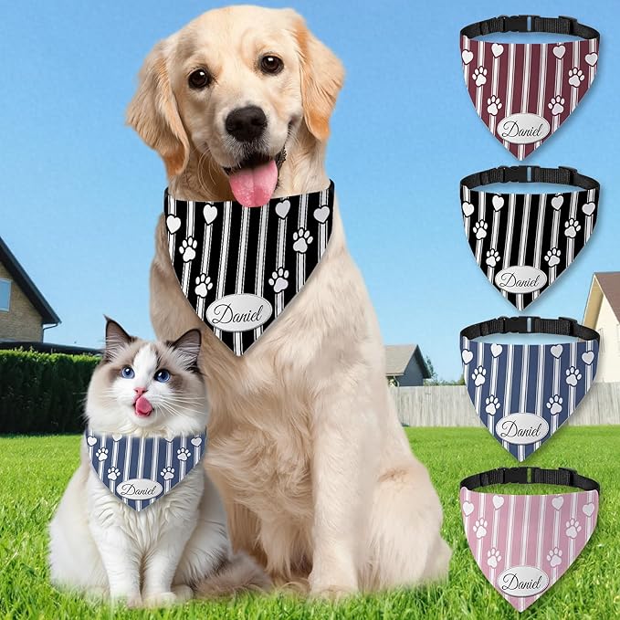 Personalized Dog Bandana Custom Name & Design, Premium Custom Dog Bandana for Small Medium Large Dogs, Soft Fabric Pet Scarf Personalized Pet Accessories Gift (Premium Elegant, Large)