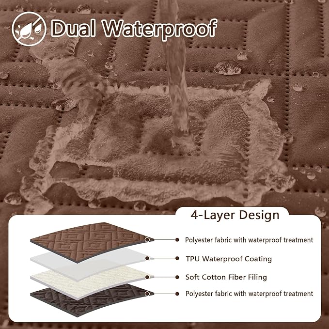 hyha Waterproof Dog Blanket, Soft Pet Bed Blankets, Waterproof Sofa Couch Cover for Dogs Washable, Reversible Pet Couch Covers for Sofa Furniture (40x50 Inch, Brown/Chocolate)