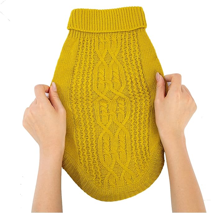 Stretchy Cat Sweater - 17 Colors & 6 Sizes | Snug Winter-Ready Knit for Boy/Girl Cats & Kittens(Dark Yellow, Large)