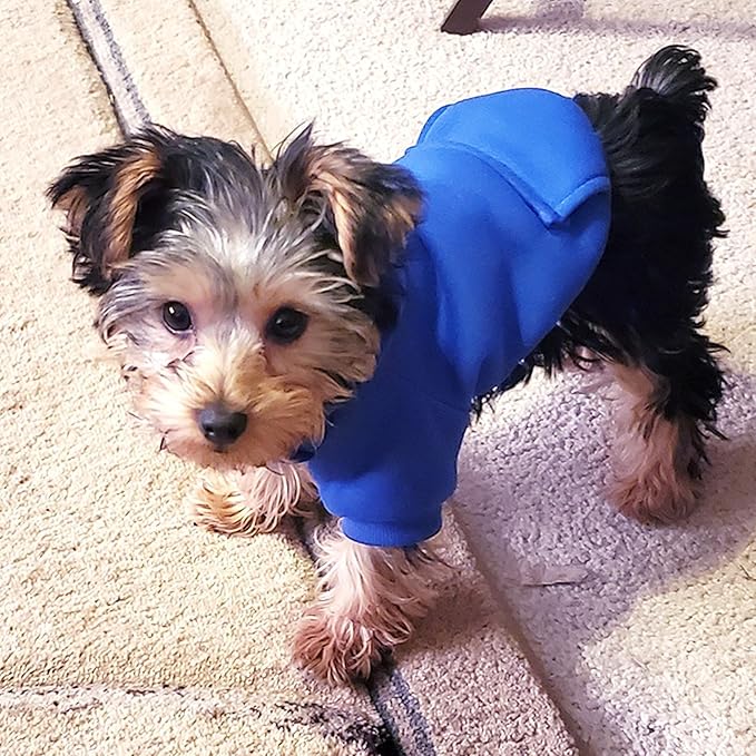 Jecikelon Winter Dog Hoodie Sweatshirts with Pockets Warm Dog Clothes for Small Dogs Chihuahua Coat Clothing Puppy Cat Custume (Dark Blue, X-Large)