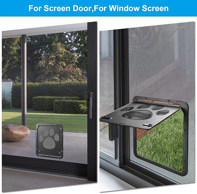 Ownpets Pet Screen Door,Inside Door 8x10x0.4 inch,Lockable Magnetic Flap Screen Automatic Lockable Black Door for Puppy Dog and Cat Door