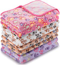 Tatuo 4 Pcs Dog Blanket for Pet Cat Blankets Indoor Puppy Teething Stuff Toys Paw Print Fleece Soft Blanket Sleep Mat for Guinea Pig Cage(White, Coffee, Pink, Purple,Large(36 x 36 Inch),Square)