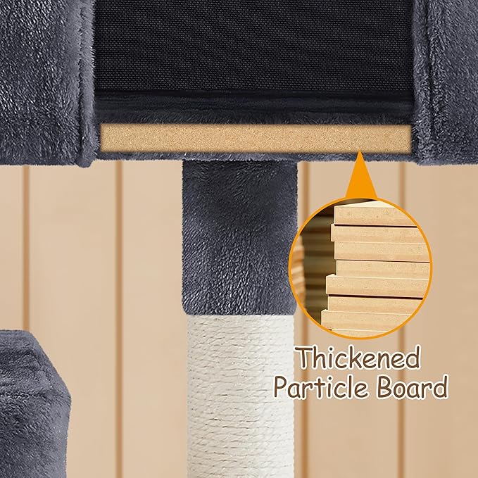 Yaheetech 33.5in Cat Tree Tower for Indoor Cats w/2 Cozy Plush Condos, Oversized Perch & Sisal Scratching Posts, Stable Cat Stand House for Large Cats & Pets
